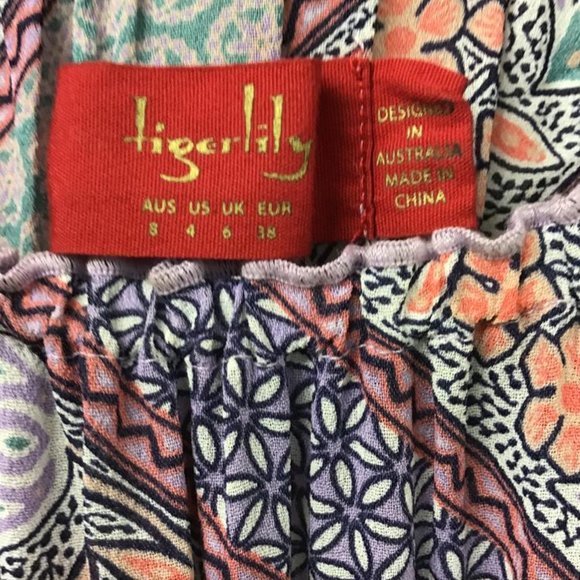 TIGERLILY Lagunas Lilac Mauve Print Off The Shoulder Mini Dress - Picture 16 of 16